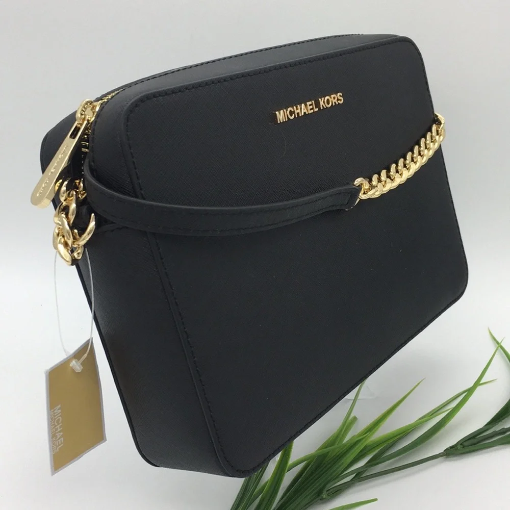 MICHAEL KORS JET SET ITEM LG EW CROSSBODY BLACK /GOLD